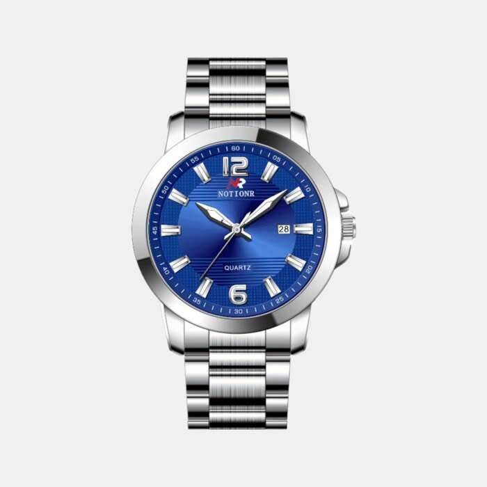 **WOW** Mens Stainless Steel Round Dial Watch