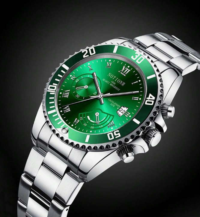 **BARGAIN** Men Silver Stainless Steel Round Dial Watch