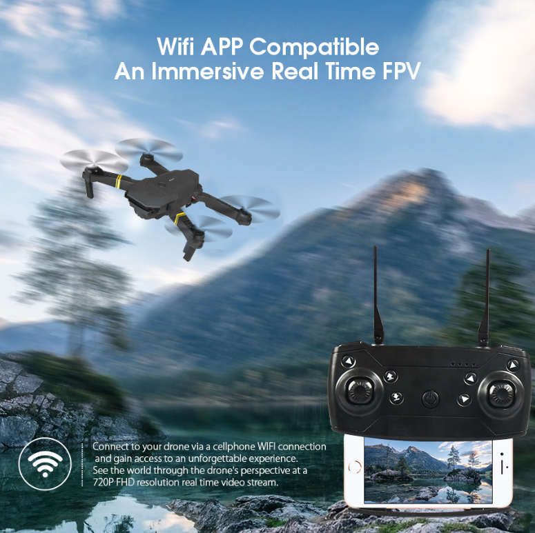 Foldable Mini Drone, Wifi Camera, Live Video Drone with Altitude Hold Function