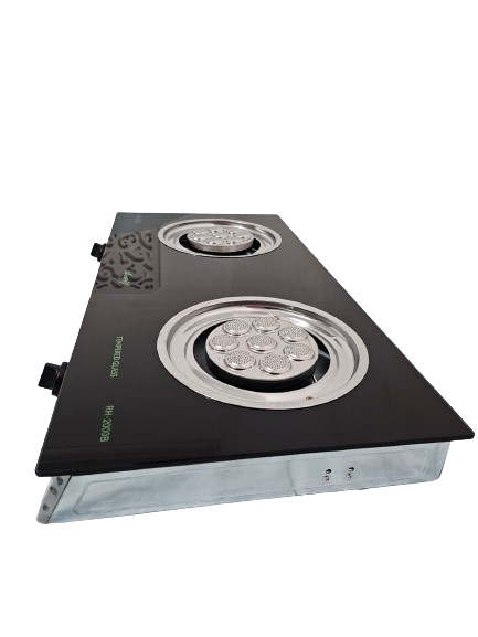 2 Plate Auto Ignition Tempered Glass Gas Stove - Black