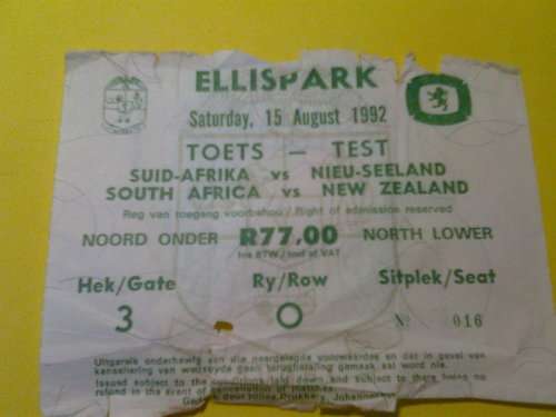 SPRINGBOKS V ALL BLACKS TICKET