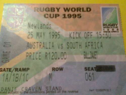 1995 RUGBY WORLD CUP OPENING MATCH TICKET