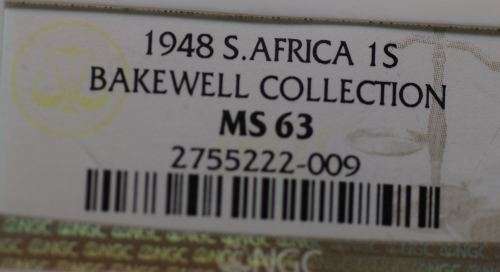 1948 UNION OF SOUTH AFRICA SHILLING GRADED BY NGC MS63