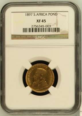 1897 SOUTH AFRICA (ZAR) POND GRADED XF45