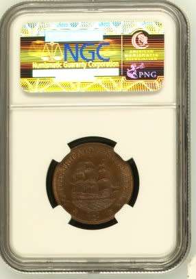 1947 UNION OF SOUTH AFRICA HALF PENNY GRADED MS61BN BY NGC