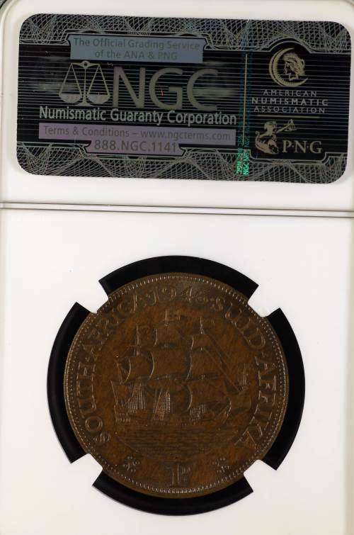 UNION OF SOUTH AFRICA 1945 PENNY GRADED MS65 BN BY NGC