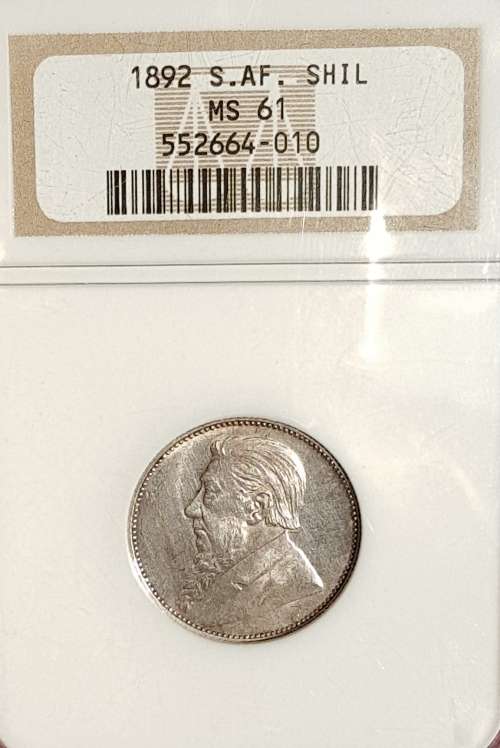 ZAR (PAUL KRUGER) 1892 ONE SHILLING (GRADED MS61 BY NGC)