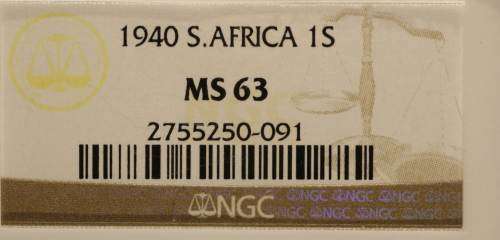UNION OF SOUTH AFRICA 1940 SHILLING GRADED MS63 BY NGC