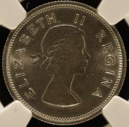 UNION OF SOUTH AFRICA 1955 SHILLING GRADED MS63 BY NGC