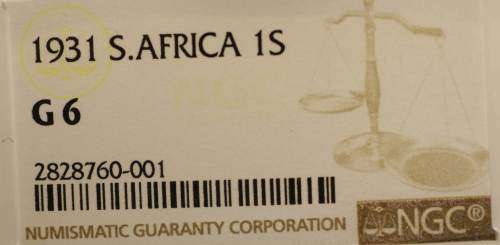 UNION OF SOUTH AFRICA 1931 SHILLING GRADED G6 BY NGC