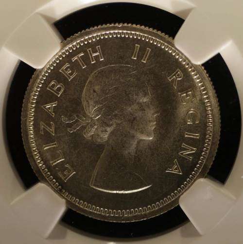UNION OF SOUTH AFRICA 1957 SHILLING GRADED MS63 BY NGC