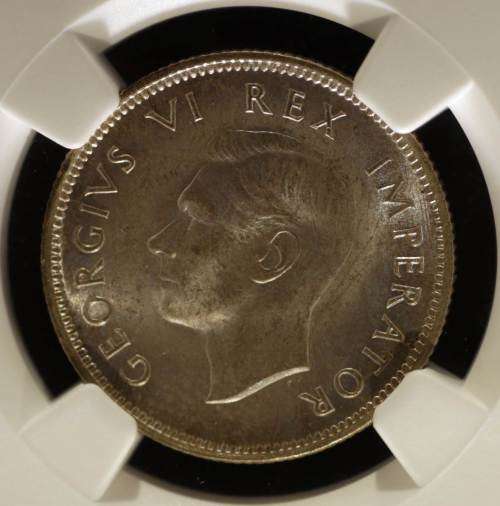 UNION OF SOUTH AFRICA 1943 SHILLING GRADED MS65+ BY NGC (SECOND FINEST KNOWN COIN AT NGC)