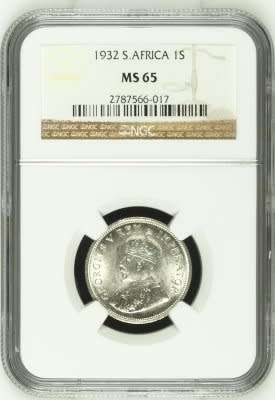 UNION OF SOUTH AFRICA 1932 SHILLING GRADED MS65 BY NGC