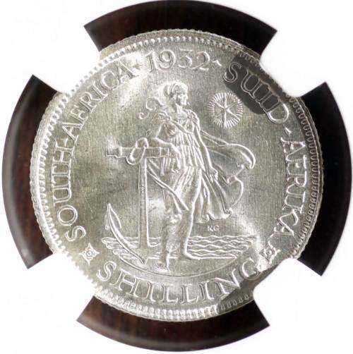 UNION OF SOUTH AFRICA 1932 SHILLING GRADED MS65 BY NGC
