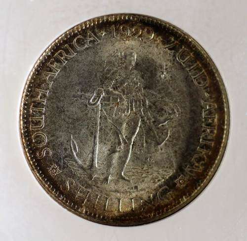 UNION OF SOUTH AFRICA 1929 SHILLING GRADED MS64 BY NGC