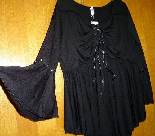 Black Sweetheart Lace Up Spliced Blouse