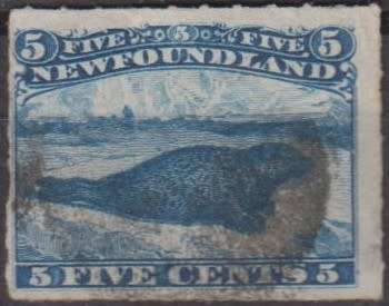 NEWFOUNDLAND - 1876-1879 - 10c Harp Seal - cancelled with the Cork canceller.