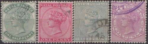 NATAL - 1882-1889 -  Part set - All very fine used - 6 pence stamp revenue cancel ?