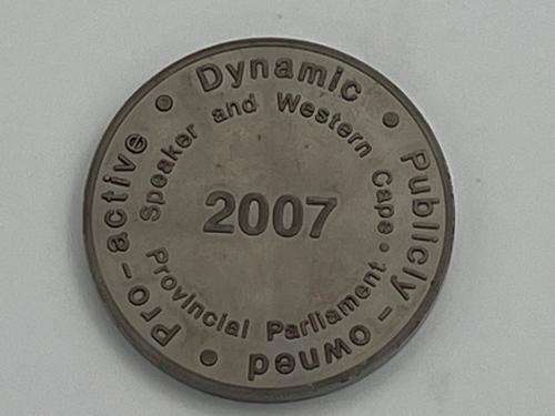 Medal Western Cape Parliament medallion 2007