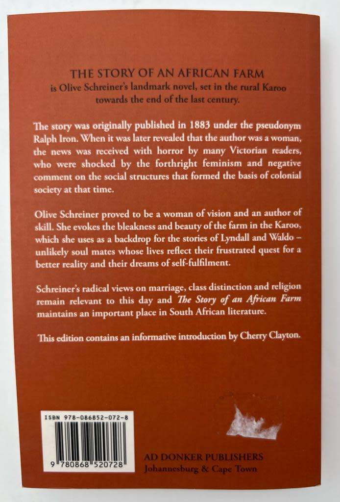 THE STORY OF AN AFRICAN FARM - OLIVE SHREINER