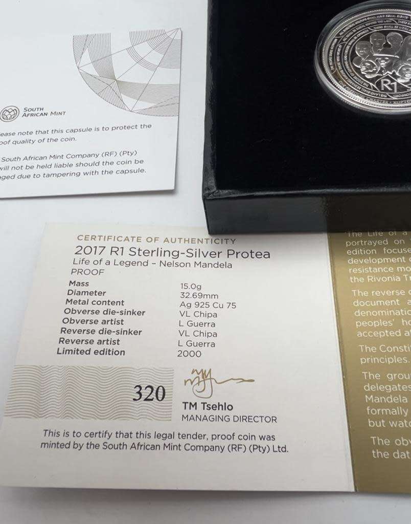2017 SA Silver R1 Proof - Mandela - Life of a Legend Series
