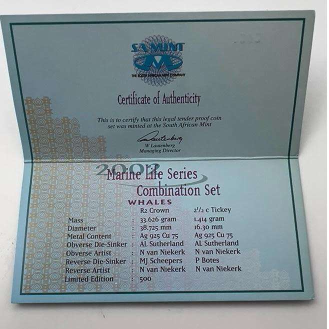 2002 WHALE Combination Set - Marine Life Series - Crown & Tickey - Limited Edition of 500
