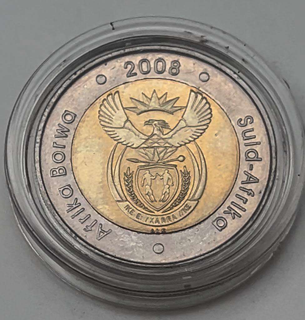 2008 SOUTH.AFRICA MANDELA 90TH BIRTHDAY R5 IN COIN HOLDER