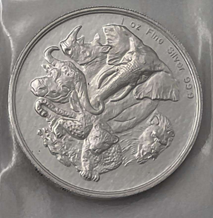 African Big 5, Leopard, Gold Reef City Mint , 1 oz .999 Fine Silver