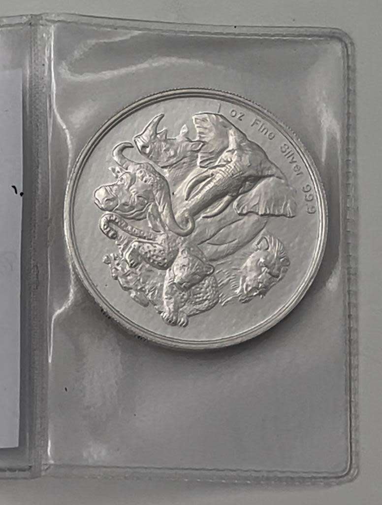 African Big 5, Leopard, Gold Reef City Mint , 1 oz .999 Fine Silver