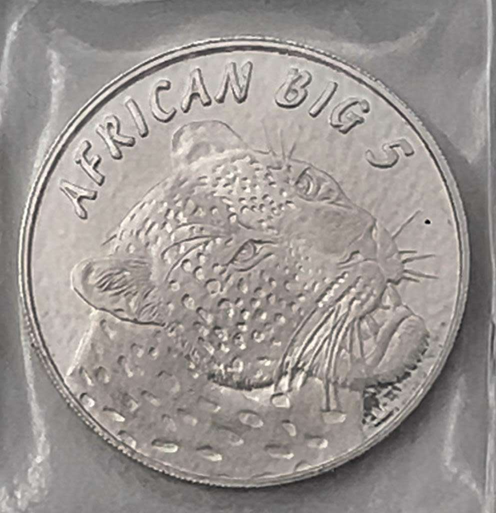 African Big 5, Leopard, Gold Reef City Mint , 1 oz .999 Fine Silver