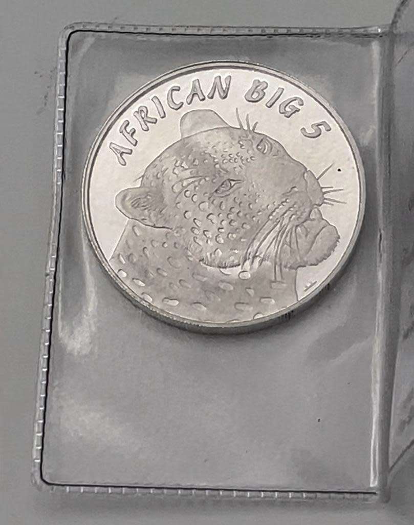 African Big 5, Leopard, Gold Reef City Mint , 1 oz .999 Fine Silver
