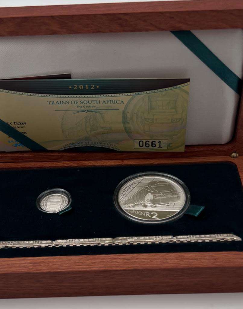 Silver Proof Combo Set R2 and 2 1/2c Trains of South Africa - Gautrain - Mintage 661