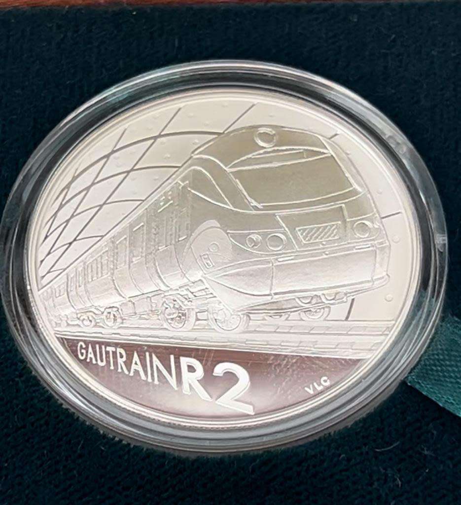 Silver Proof Combo Set R2 and 2 1/2c Trains of South Africa - Gautrain - Mintage 661