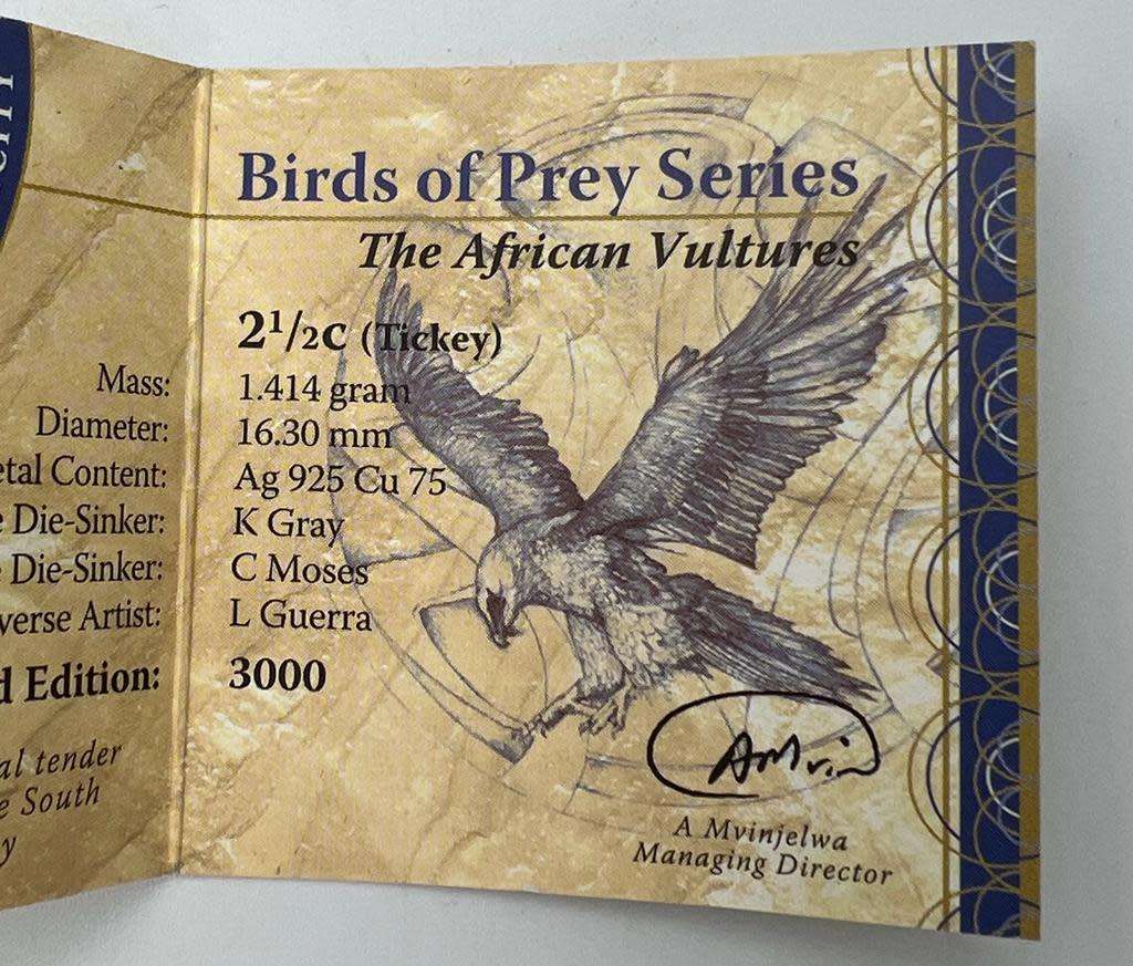 2½ Cents The African Vultures Silver coin 2005