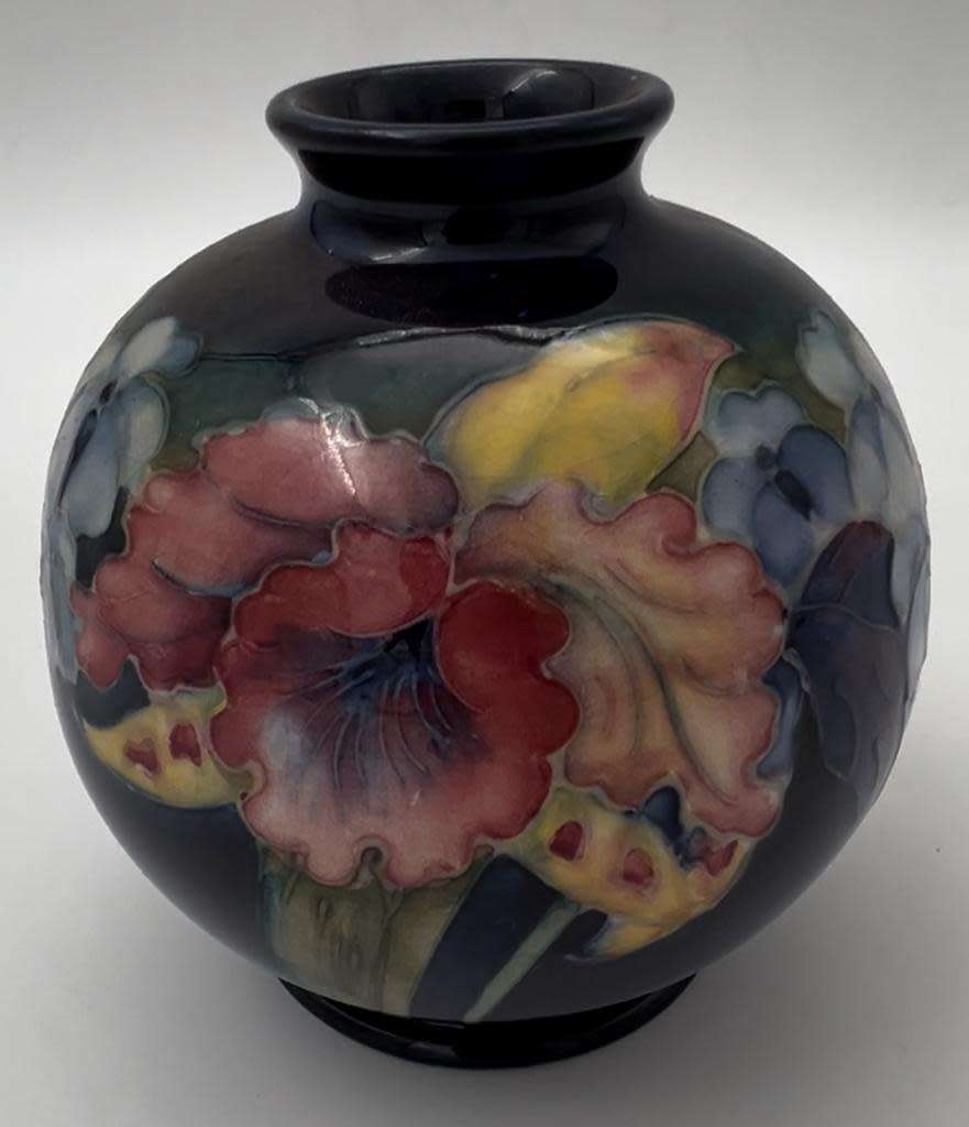 William Moorcroft Orchid Pattern Vase 10cm