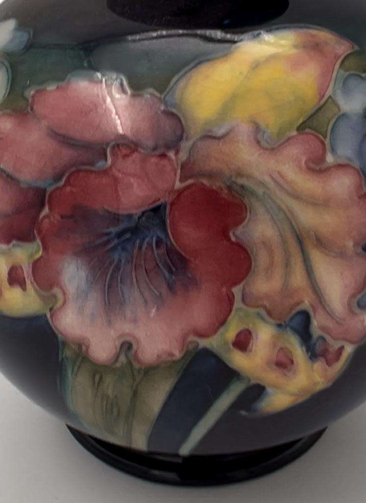 William Moorcroft Orchid Pattern Vase 10cm
