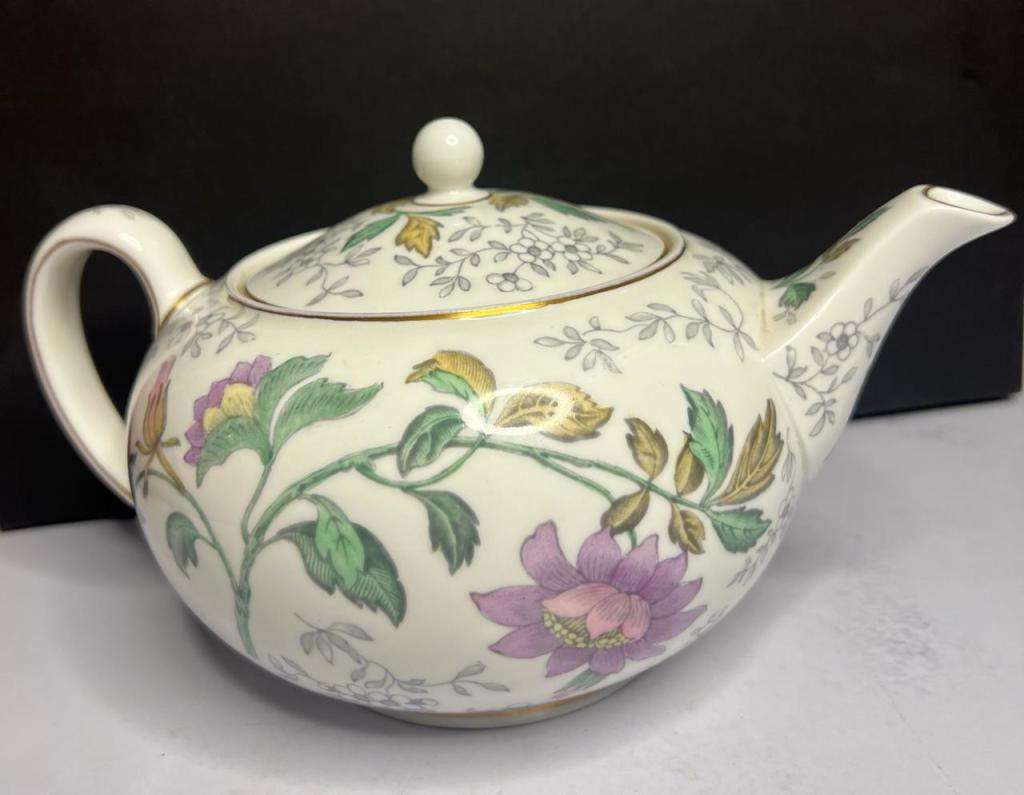 Vintage Wedgwood Bone China England Teapot Floral Gold Trim