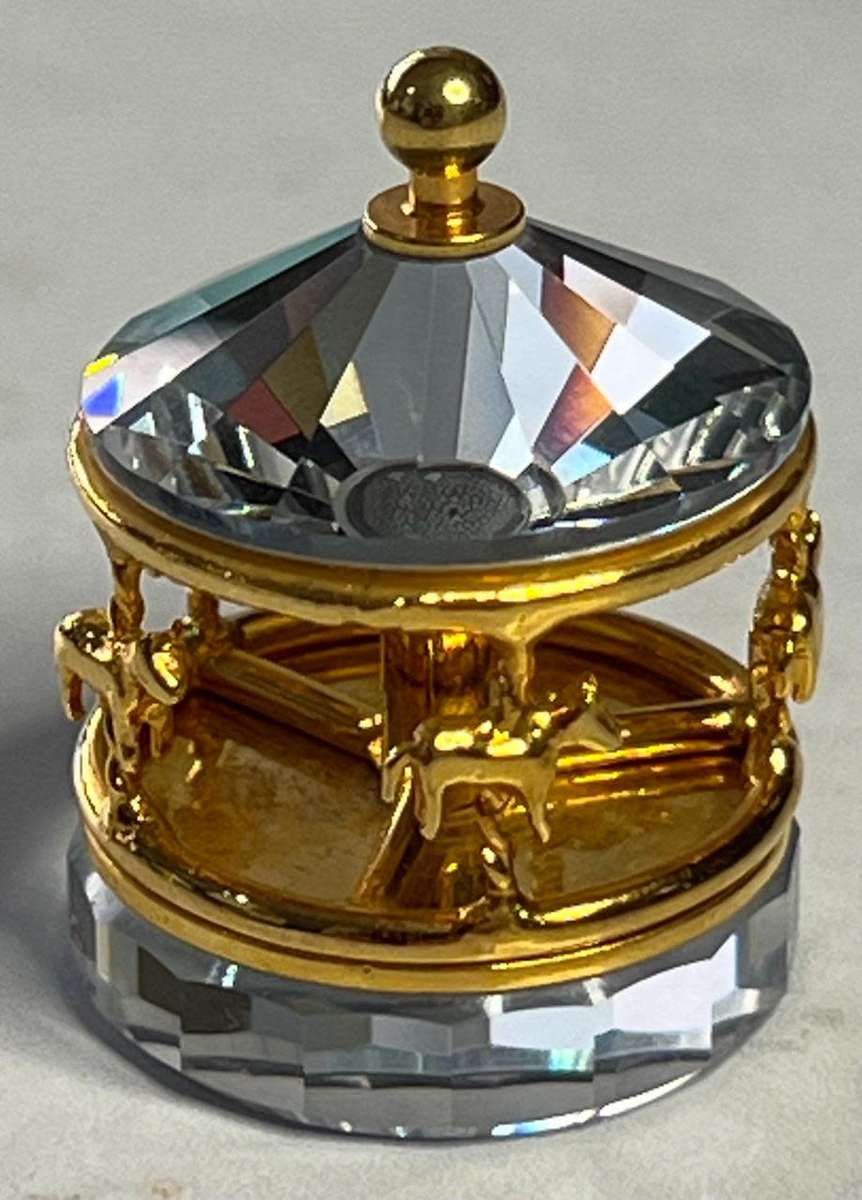 Swarovski Crystal Mini Memories Crystal Gold Toned Carousel  Spins