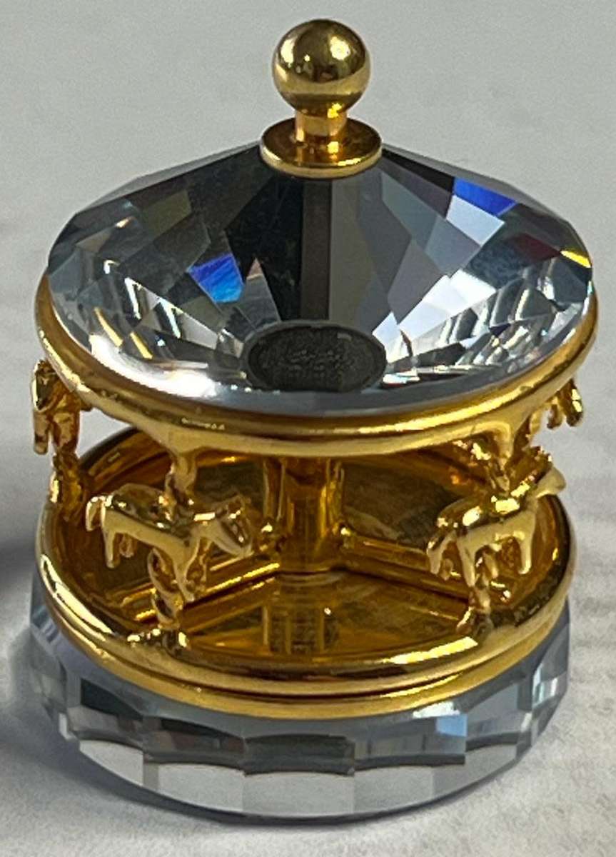 Swarovski Crystal Mini Memories Crystal Gold Toned Carousel  Spins