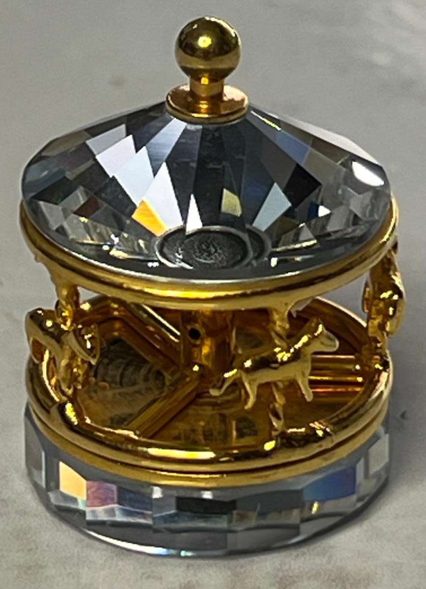 Swarovski Crystal Mini Memories Crystal Gold Toned Carousel  Spins