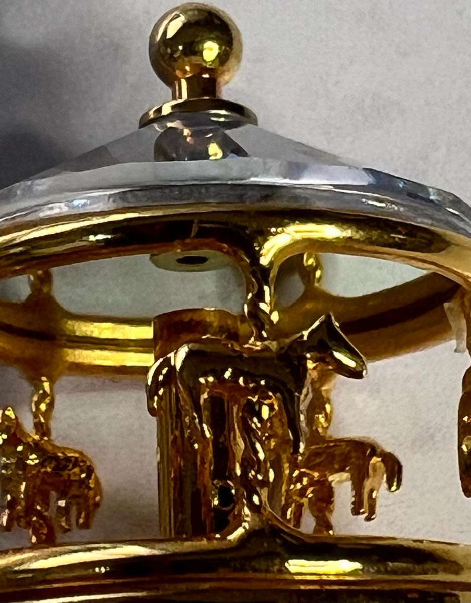 Swarovski Crystal Mini Memories Crystal Gold Toned Carousel  Spins