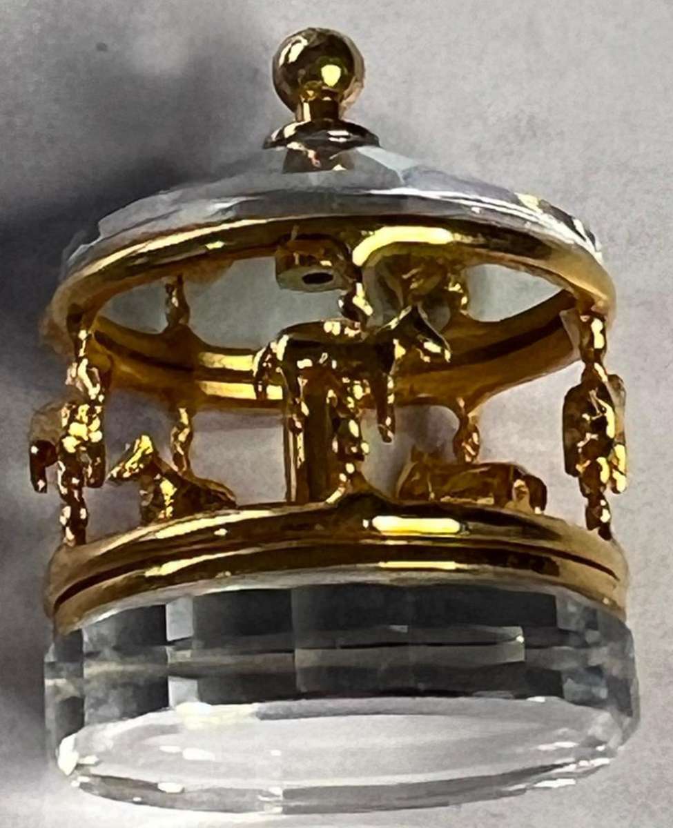 Swarovski Crystal Mini Memories Crystal Gold Toned Carousel  Spins