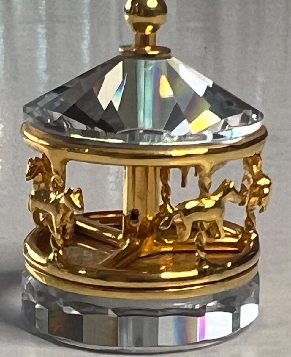 Swarovski Crystal Mini Memories Crystal Gold Toned Carousel  Spins