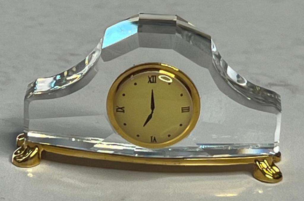 SWAROVSKI CRYSTAL MEMORIES  MANTLE CLOCK GOLD