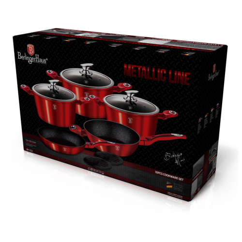 Berlinger Haus 10-Piece Marble Coating Metallic Line Cookware Set ( Burgundy )