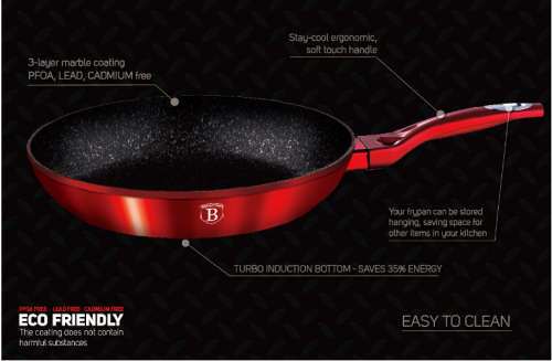 Berlinger Haus 24cm Marble Coating Metallic Line Fry Pan ( Burgundy