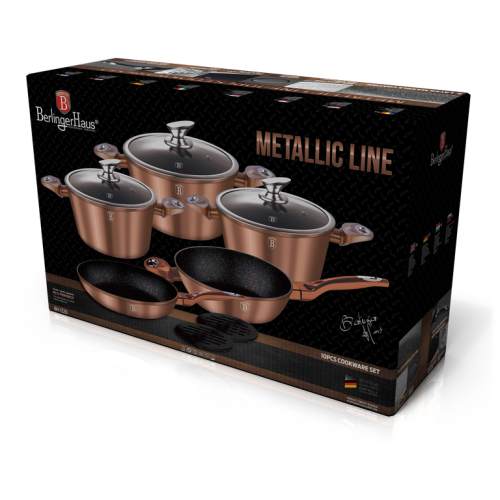 Berlinger Haus 10-Piece Matellic Line Marble Coated Turbo Induction Cookware Set ¿¿ Copper