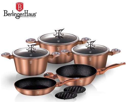 Berlinger Haus 10-Piece Matellic Line Marble Coated Turbo Induction Cookware Set ¿¿ Copper