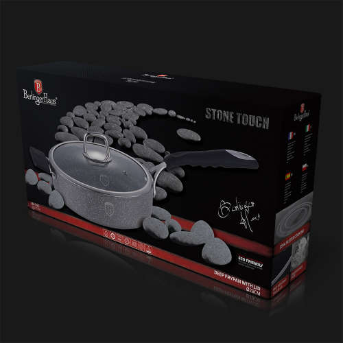 Berlinger Haus Deep frypan with lid 24 cm, Gray Stone Touch Line