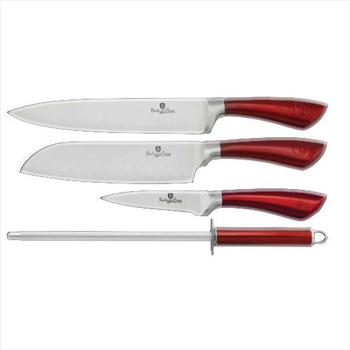 Berlinger Huas 4 pcs knife set, SS, Velvet Line Burgundy
